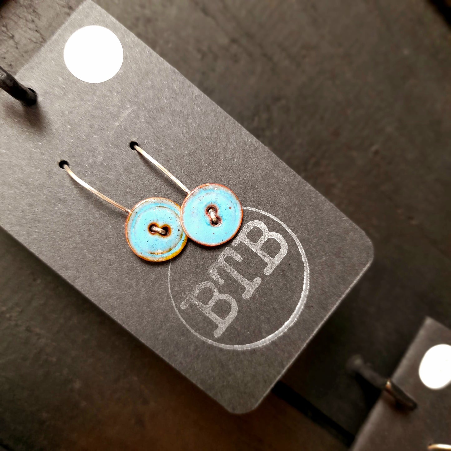 Button Drop Earrings. Handmade Button Design Dangle Earrings