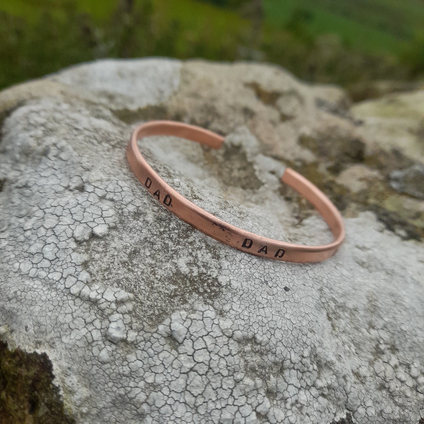 Men's Personalised Bracelet. Dad Personalised Copper Bangle. Men's Copper Bangle for Fathers Day. Copper Torque Bangle.
