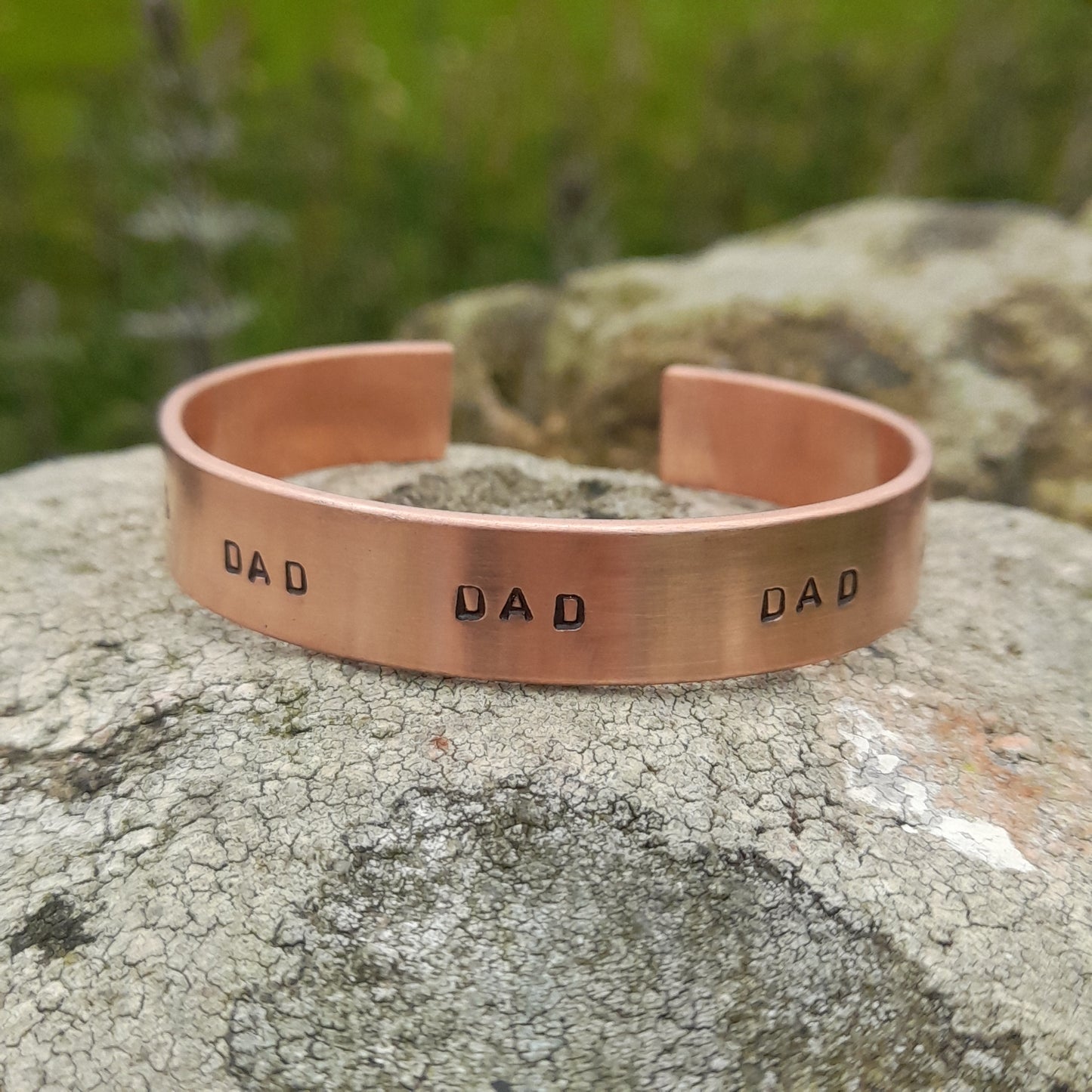 Men's Personalised Bracelet. Dad Personalised Copper Bangle. Men's Copper Bangle for Fathers Day. Copper Torque Bangle.
