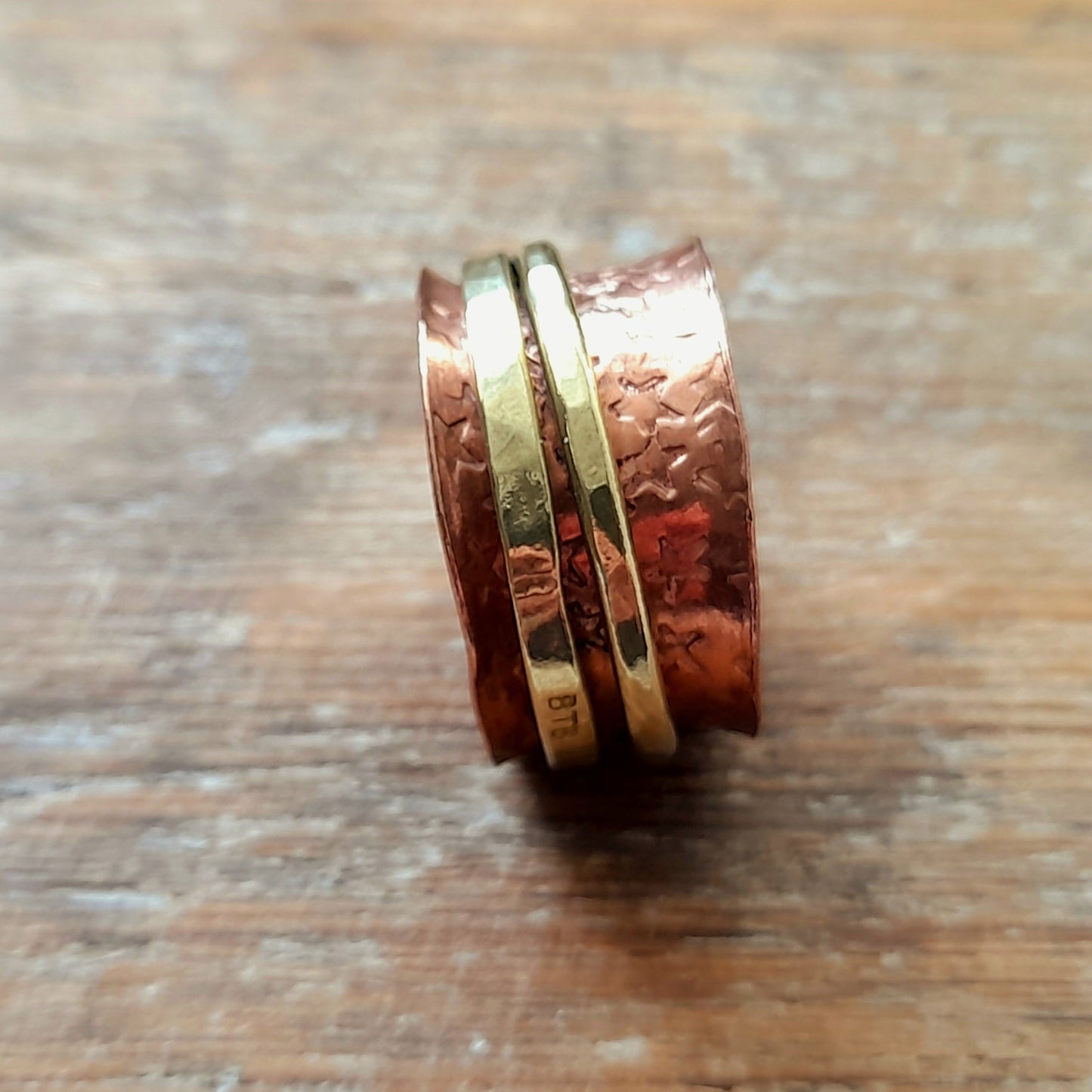 Copper and Mixed Metal Spinner Rings. Spinner Rings For Anxiety. Unisex Spinning Rings For Meditation