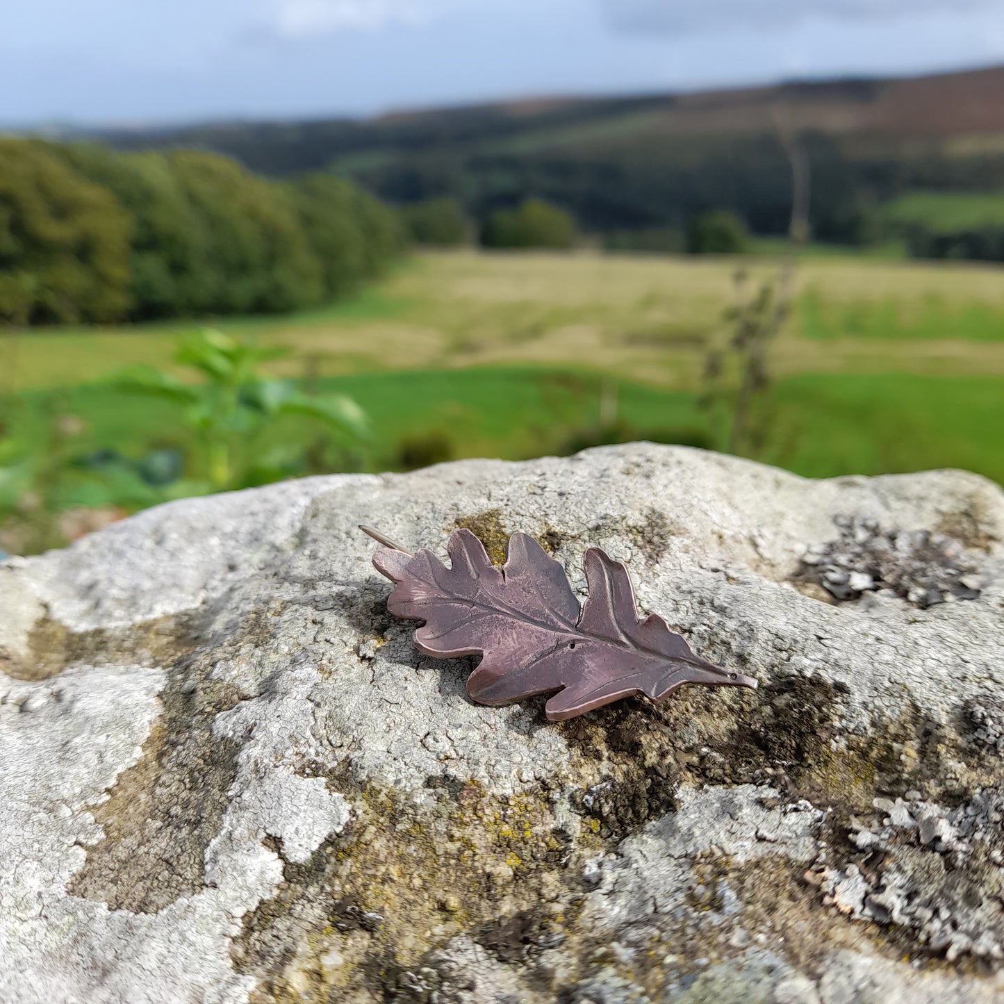 Handmade Copper Oak Leaf Brooch. Autumn Oak Leaf Brooch