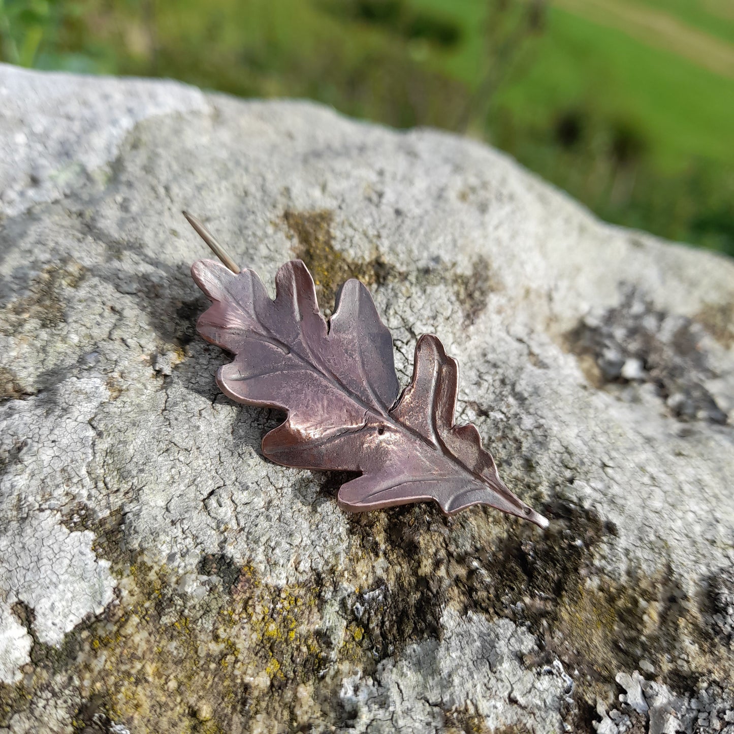 Handmade Copper Oak Leaf Brooch. Autumn Oak Leaf Brooch