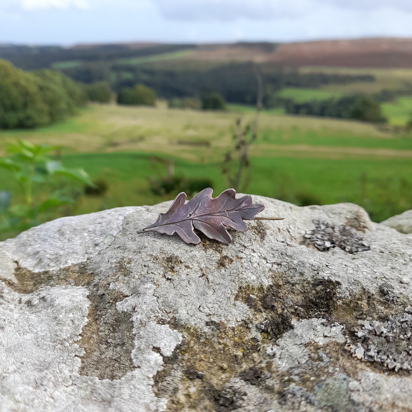 Handmade Copper Oak Leaf Brooch. Autumn Oak Leaf Brooch