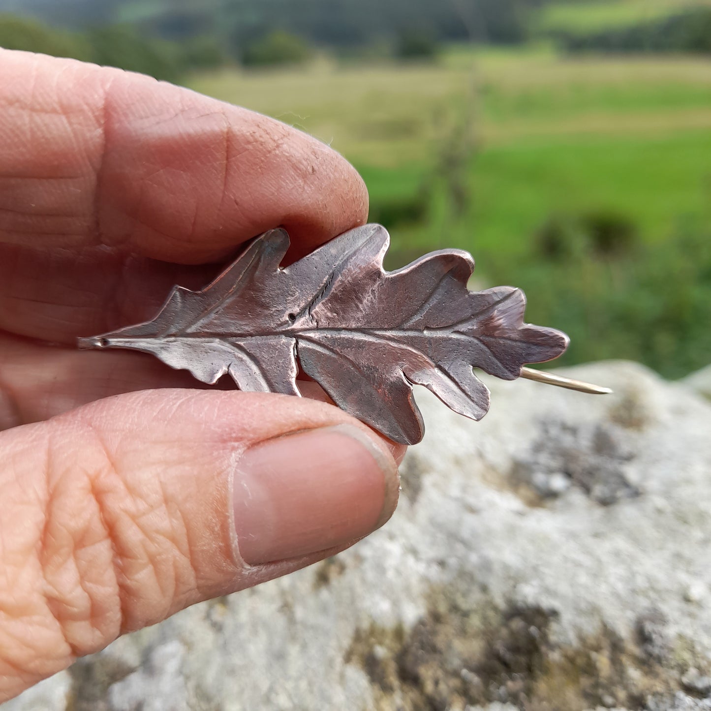 Handmade Copper Oak Leaf Brooch. Autumn Oak Leaf Brooch