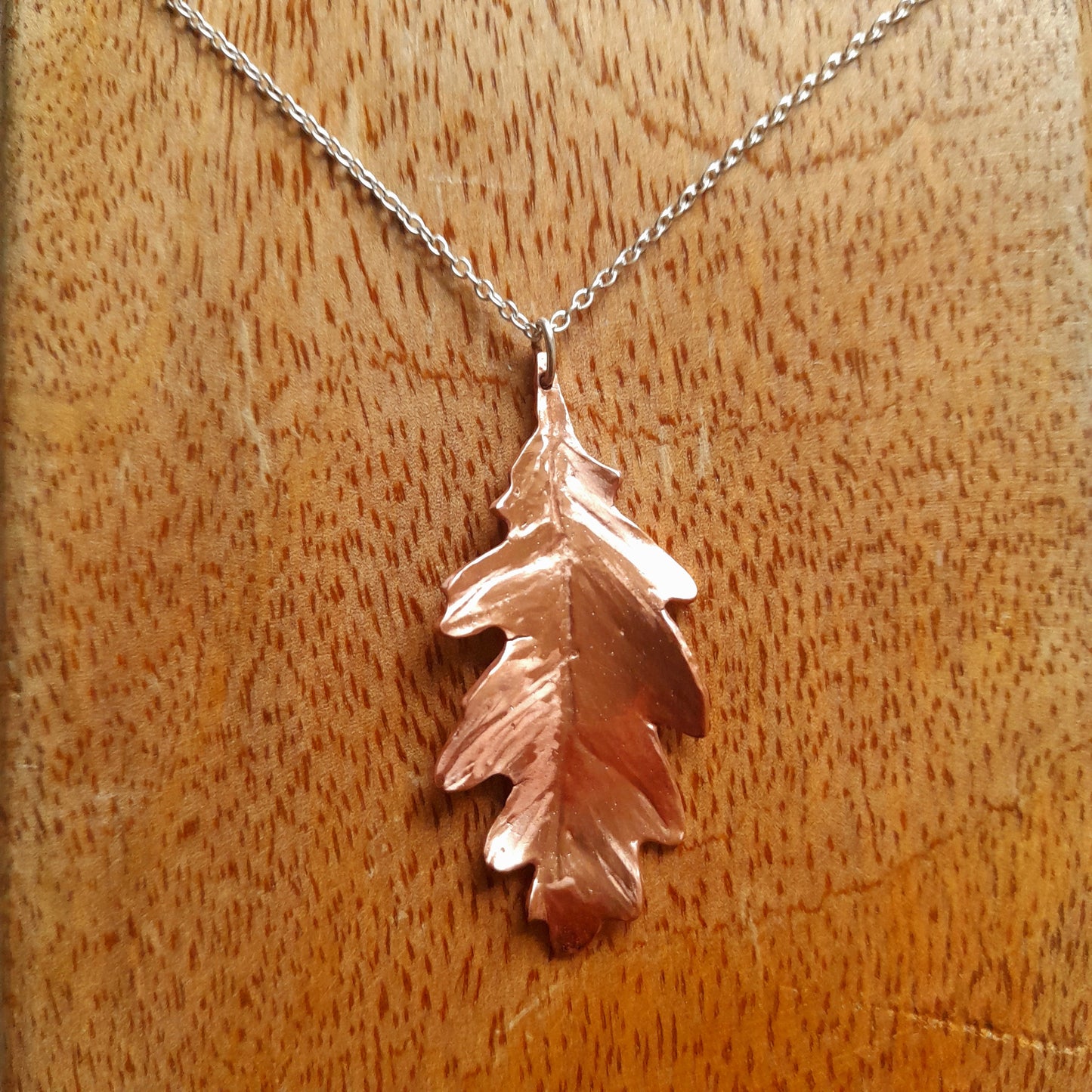 Handmade Copper Oak Leaf Brooch. Autumn Oak Leaf Brooch