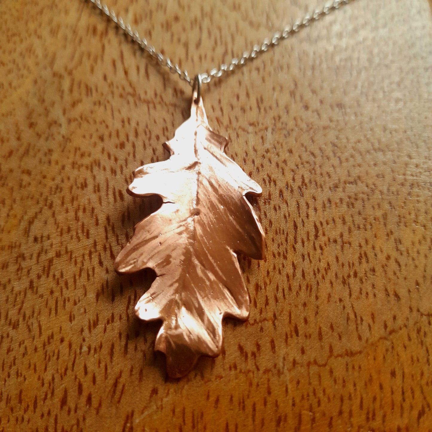 Handmade Copper Oak Leaf Brooch. Autumn Oak Leaf Brooch