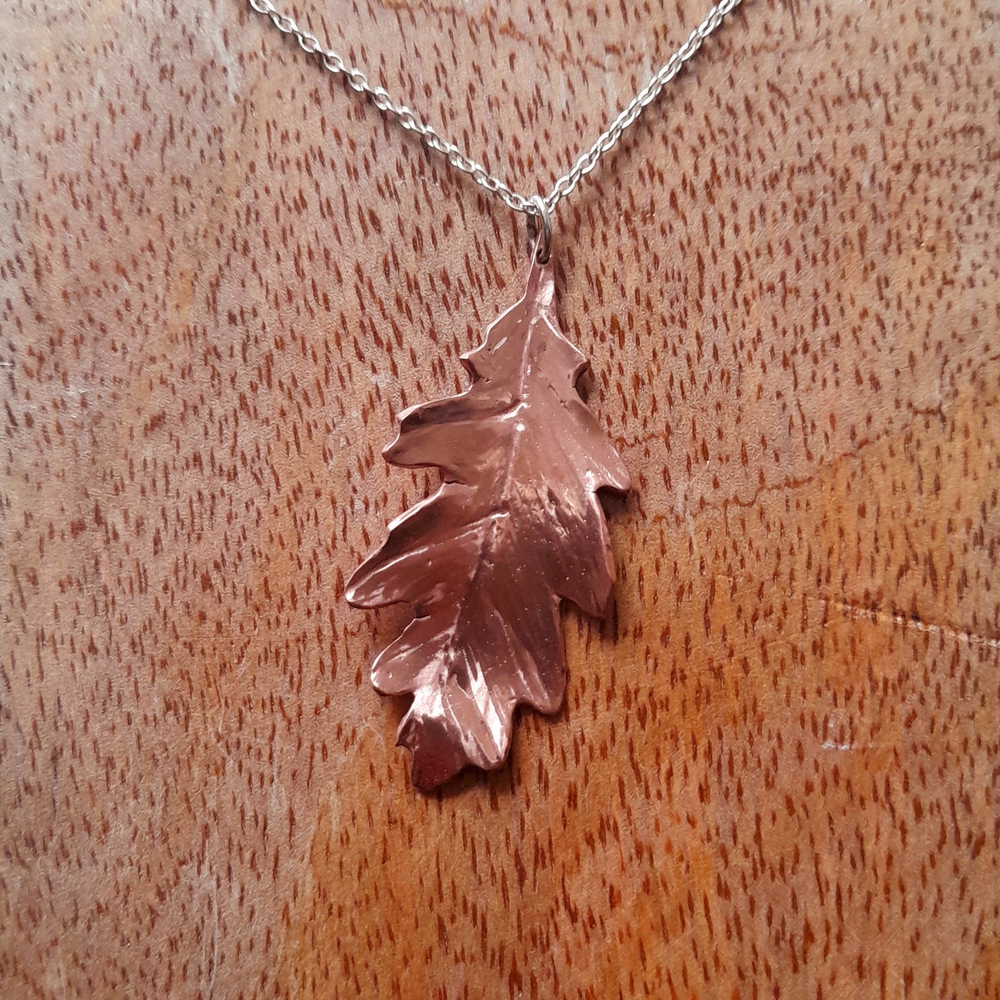 Handmade Copper Oak Leaf Brooch. Autumn Oak Leaf Brooch