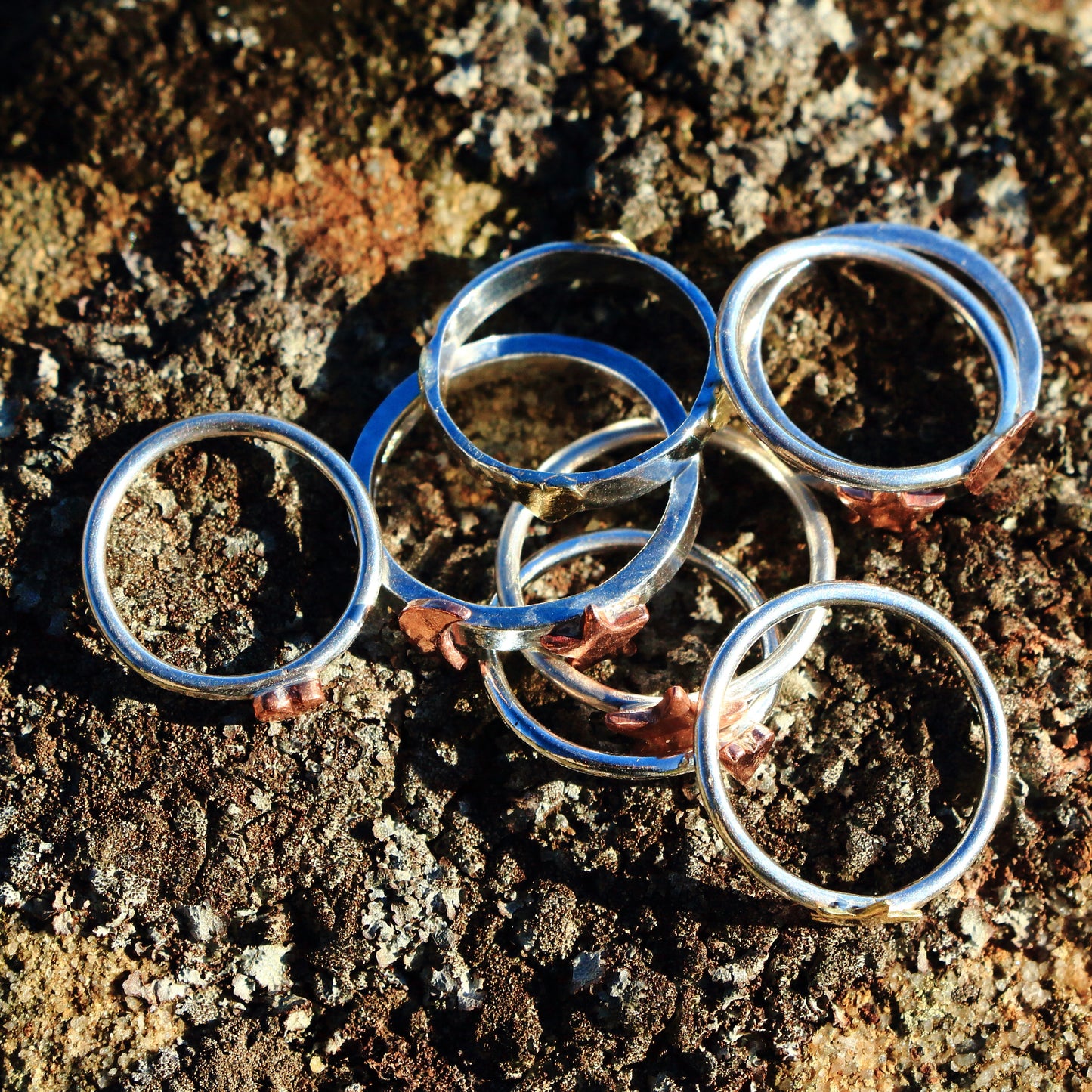 Handmade Silver Ring - Heart, Star, Moon Charm