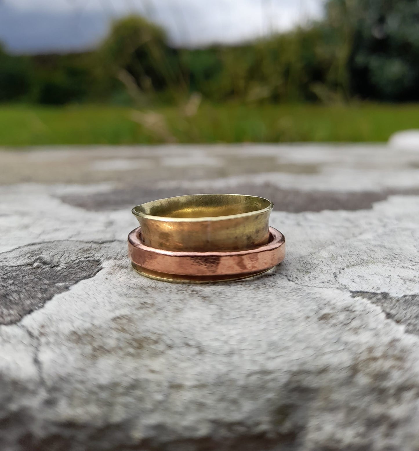Brass and Mixed Metal Spinner Rings. Spinner Rings For Anxiety. Unisex Spinning Rings For Meditation
