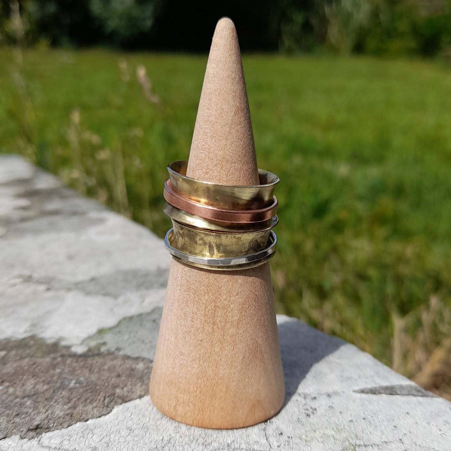 Brass and Mixed Metal Spinner Rings. Spinner Rings For Anxiety. Unisex Spinning Rings For Meditation