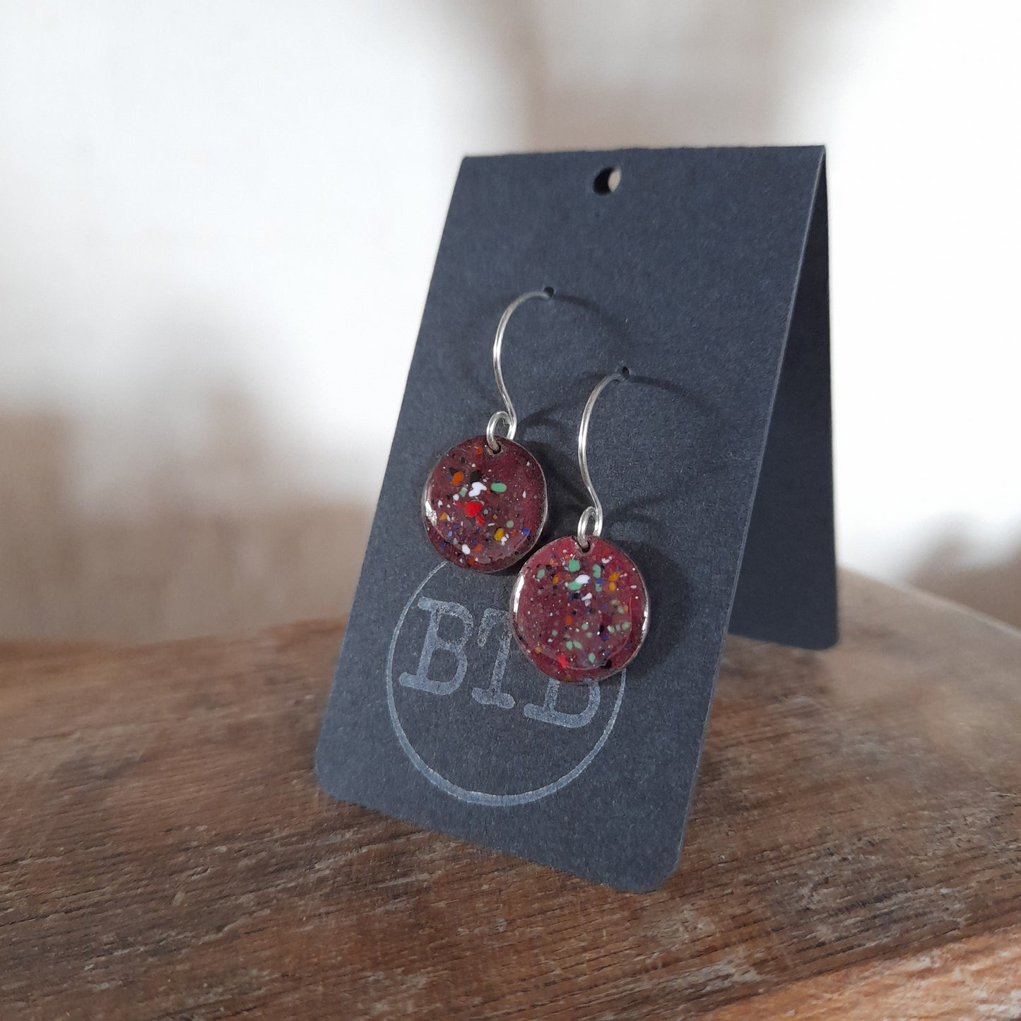 Colourful round dangle earrings. Handmade just for you