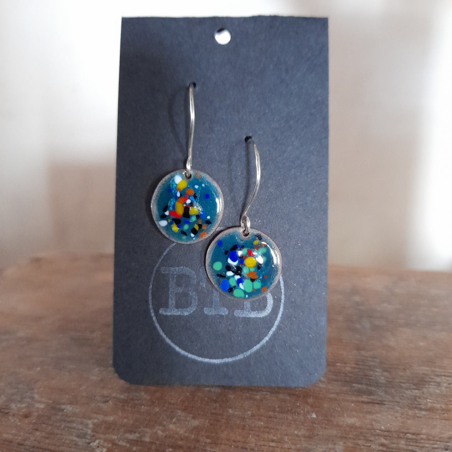 Colourful round dangle earrings. Handmade just for you