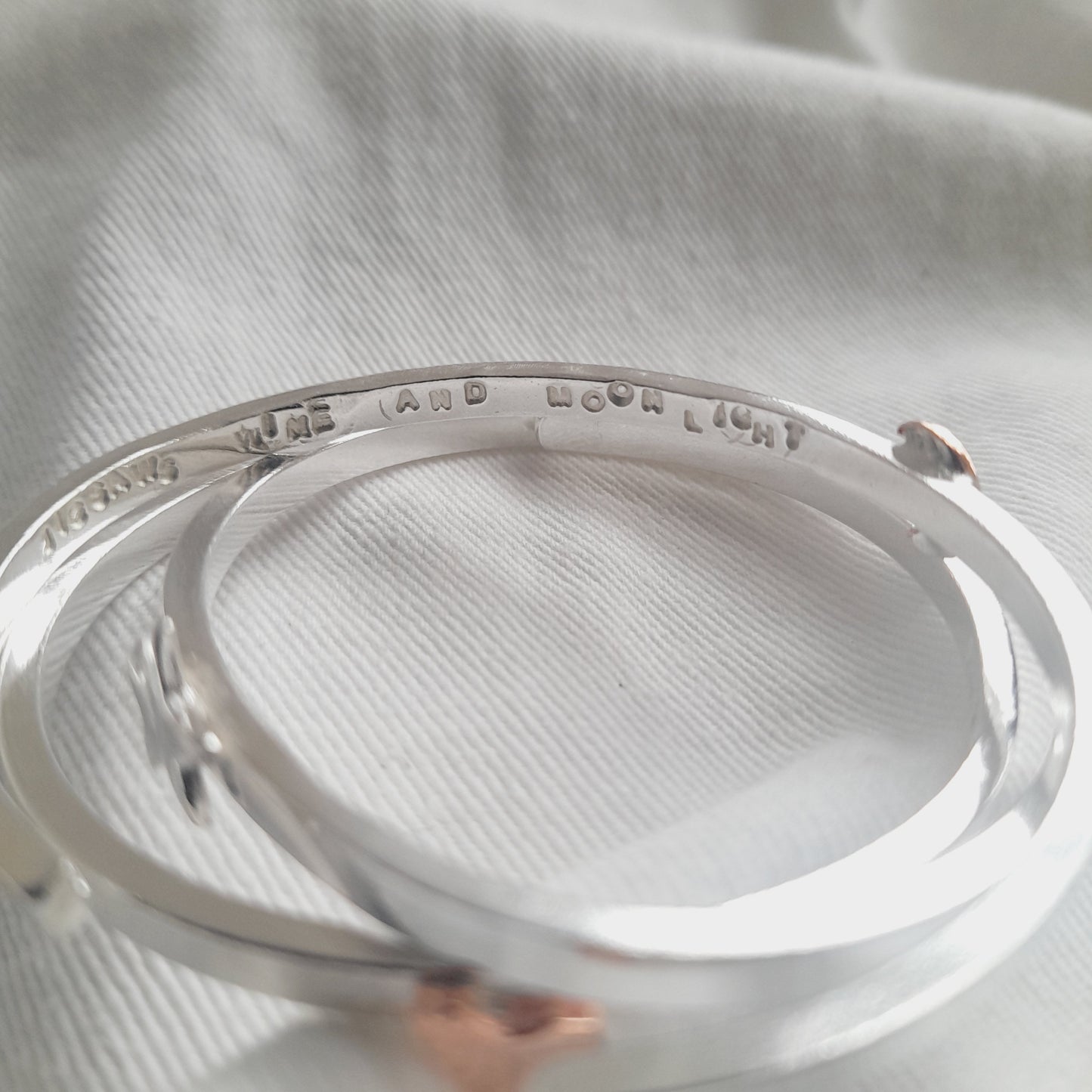 Personalised Silver Bracelet. Adjustable Narrow Silver Bangle. Silver Bangle With Hearts, Stars or Moon