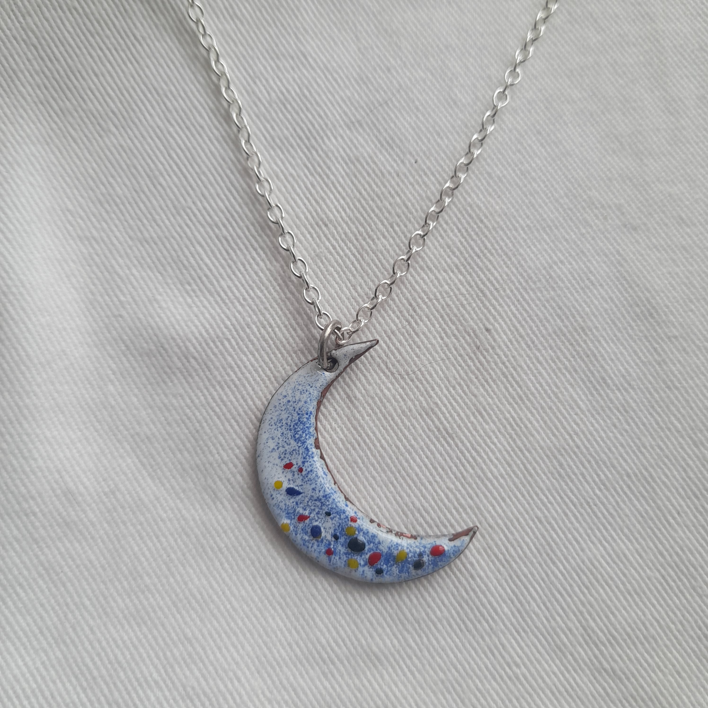 Crescent hot moon necklace with cristal, Handmade C0219