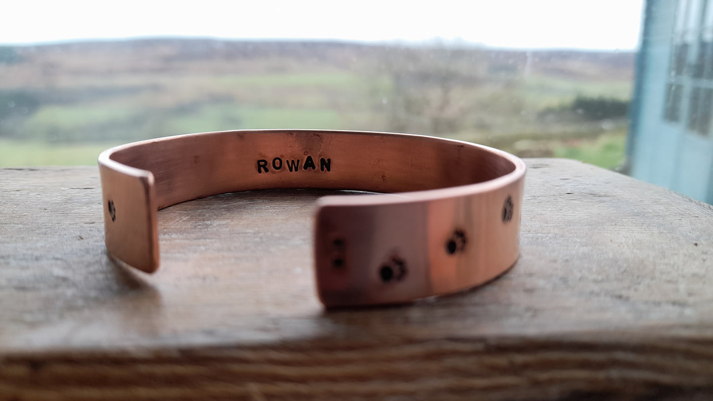 Personalised Copper Bangle.  Pawprint Bangle. Men's and Women's Copper Bracelet.  Torque Bangle.
