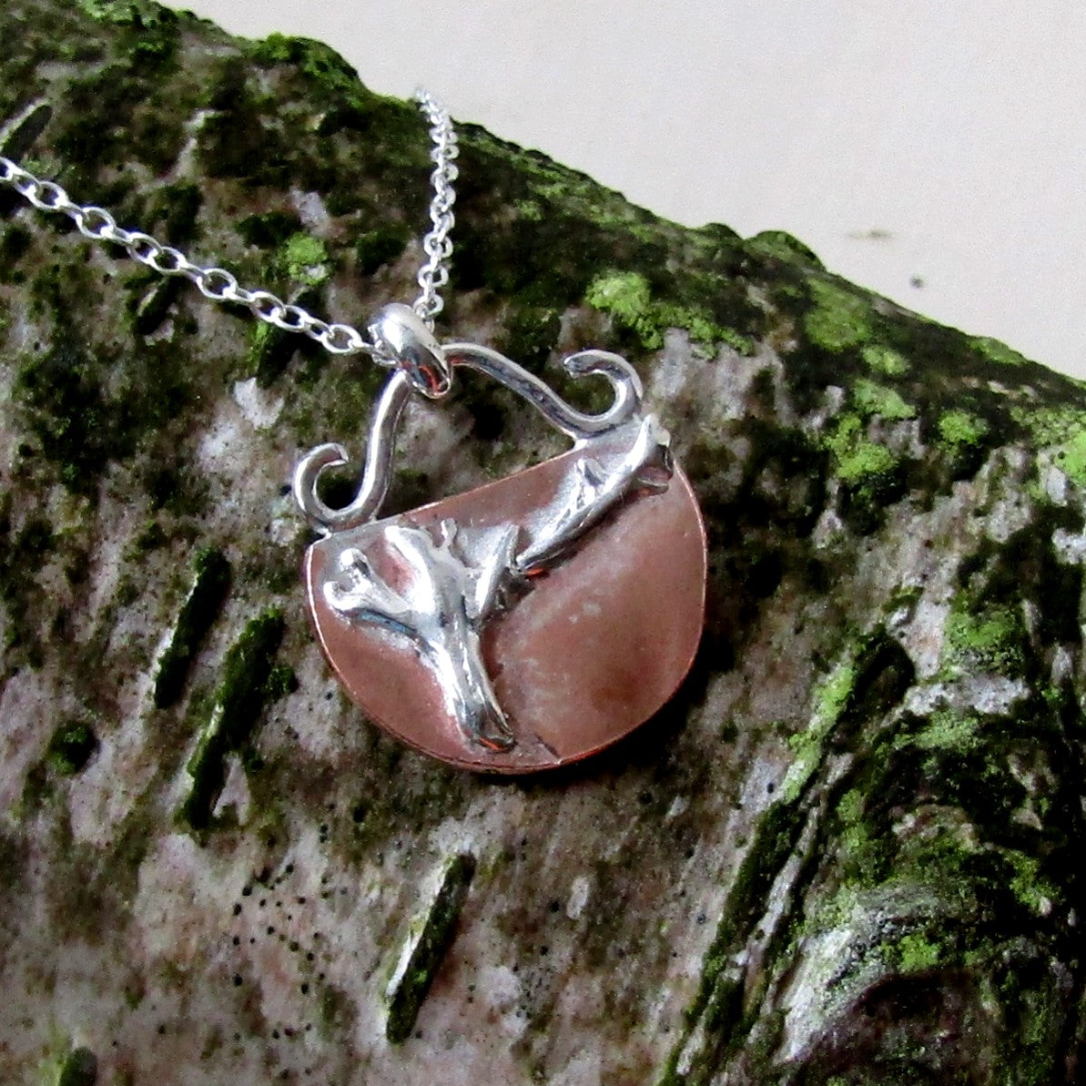 Silver and Copper Necklace. Winter Tree Necklace