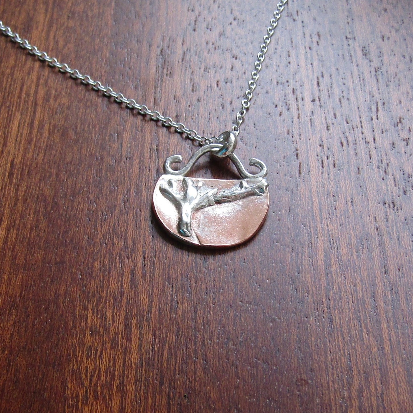 Silver and Copper Necklace. Winter Tree Necklace