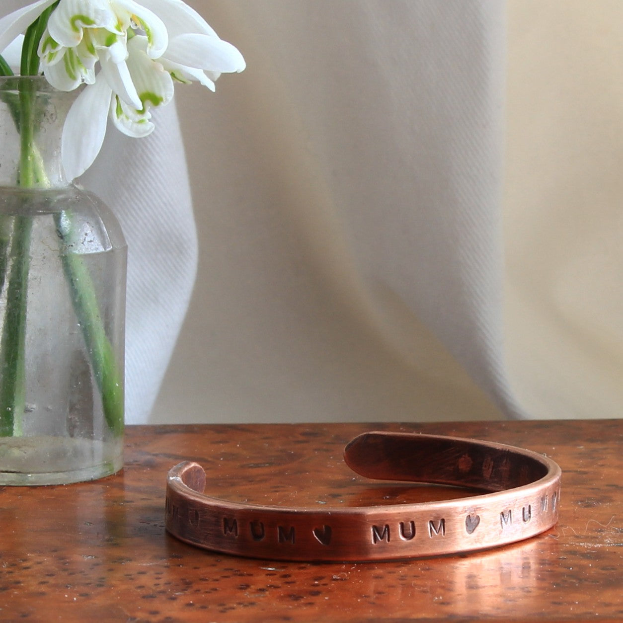 Handmade Personalised Copper Bracelet. Personalised Cuff Torque Bangle. Custom Bangle.