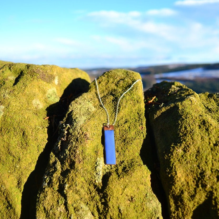 Handmade Enamel Pendant. Colourful and Individual Rectangular Necklace