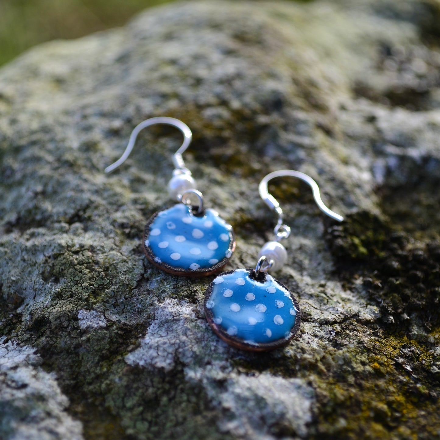 Blue Enamel Earrings Blue Earrings Drop Blue Enamel Earrings Handmade in UK