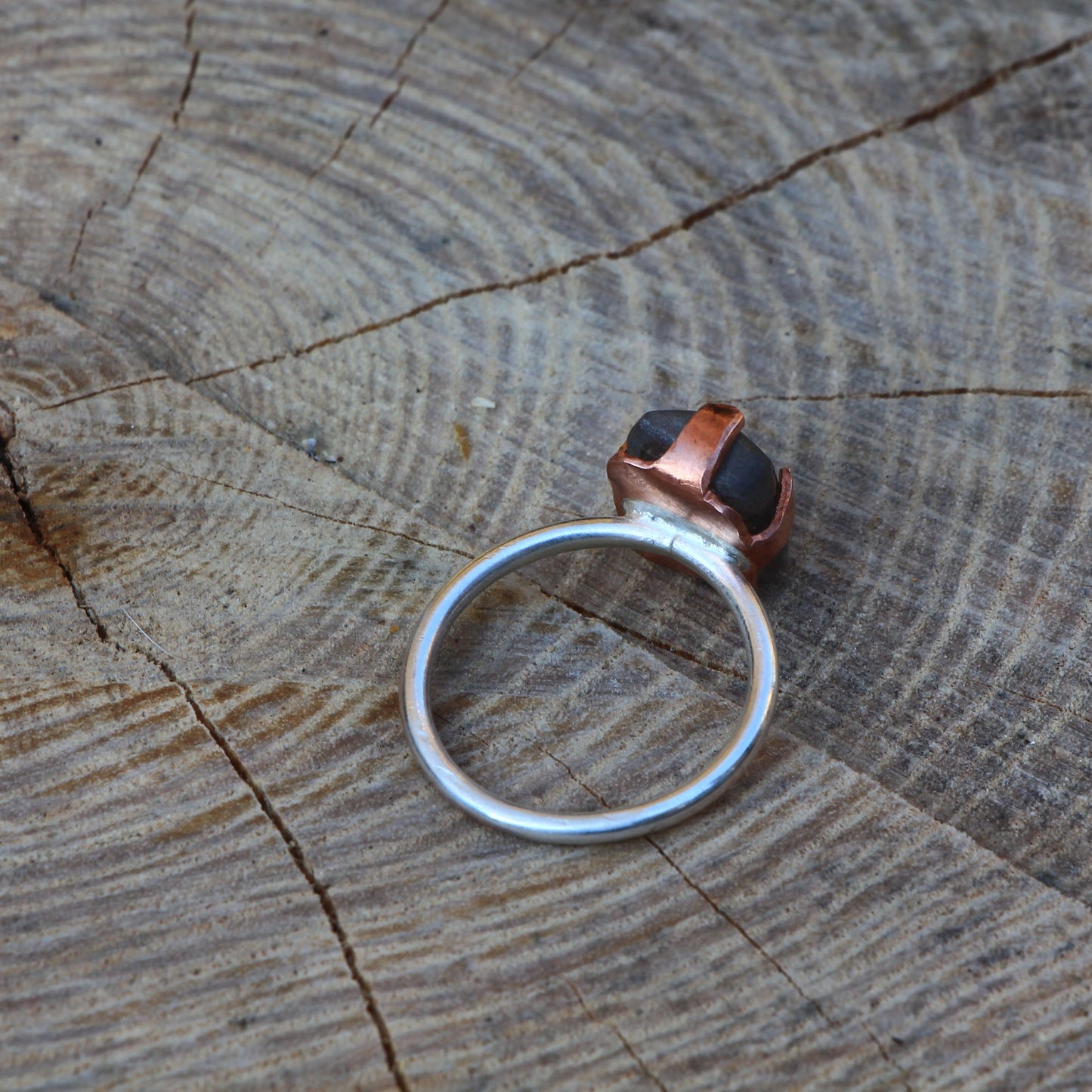 Labradorite Ring. Labradorite Cabochon Silver and Copper Ring.