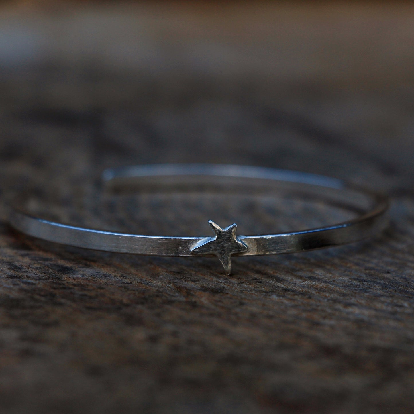 Personalised Silver Bracelet. Adjustable Narrow Silver Bangle. Silver Bangle With Hearts, Stars or Moon