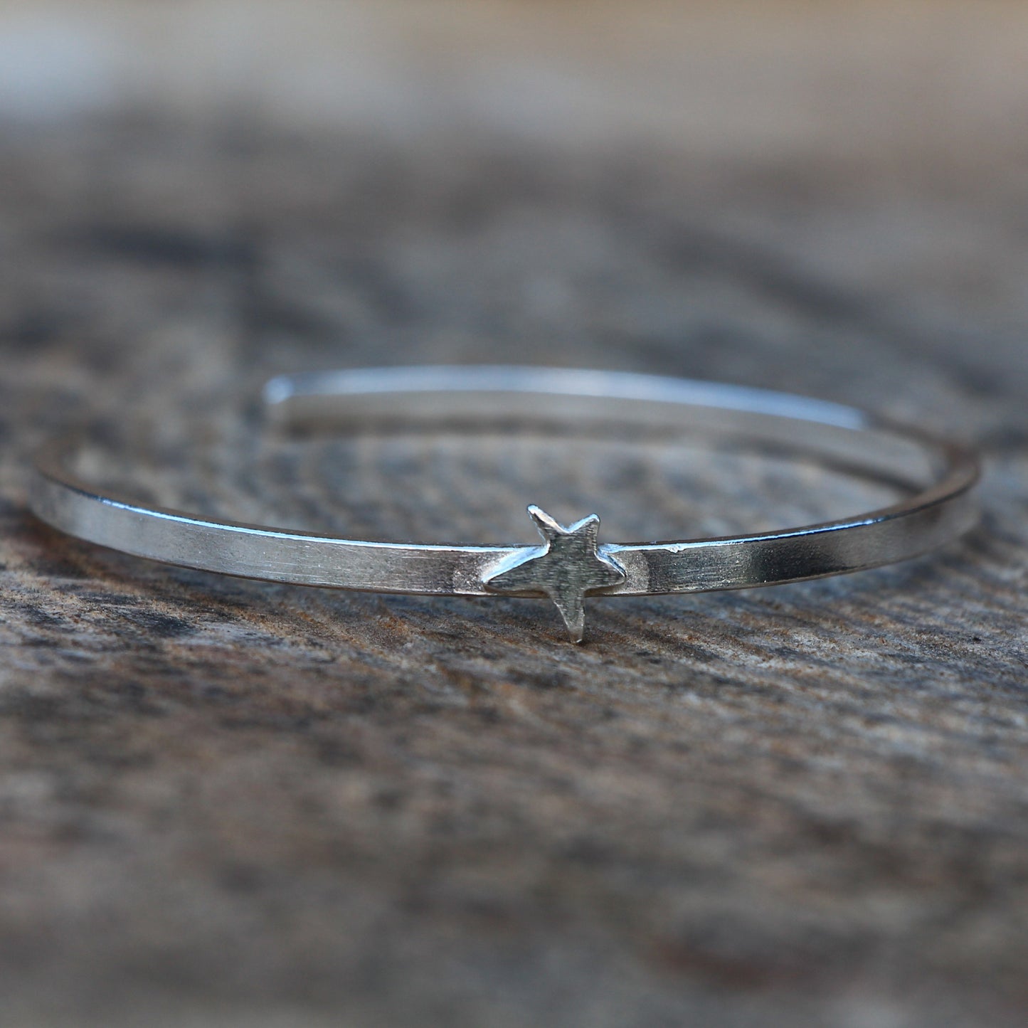 Personalised Silver Bracelet. Adjustable Narrow Silver Bangle. Silver Bangle With Hearts, Stars or Moon