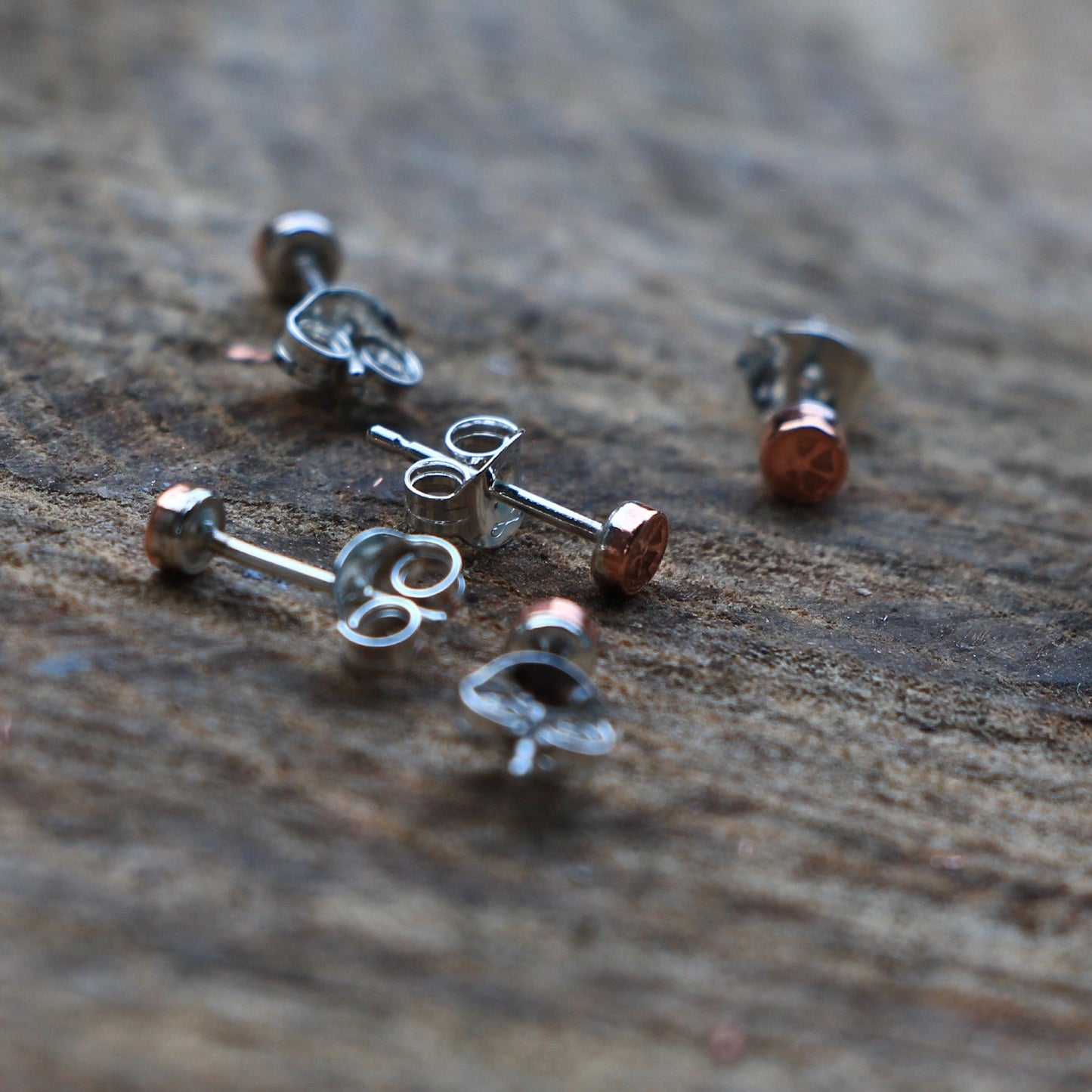 Stud Earrings. Tiny Copper Studs Earrings. Tiny Copper Ear Studs.