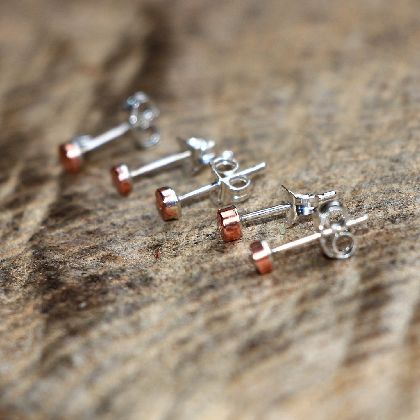 Stud Earrings. Tiny Copper Studs Earrings. Tiny Copper Ear Studs.